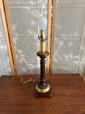 Vintage Mid-Century Modern Wooden Table Lamp with Gold Accents