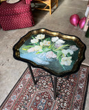 Floral Black Tray With Stand, Made in England