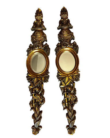 Pair of Rococo Style Beveled Mirror Wall Mounts