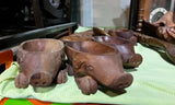 1970s Pair of Wooden Hand Carved Pig Catchalls