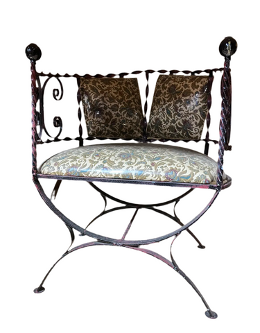 Savonarola Base Iron Scrolling Accent Chair