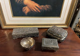 Vintage Collection of Small Silver Jewelry Boxes With Velvet Lining and Catchall- Set of 4
