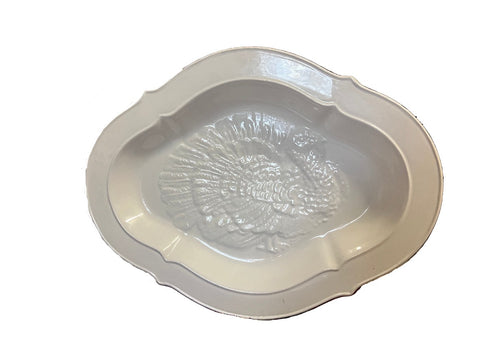 Large Stately Ceramic Turkey Platter, Made in Italy Relief