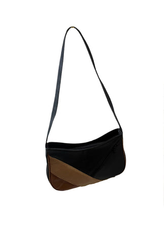 Small Brown and Black Leather Shoulder Bag