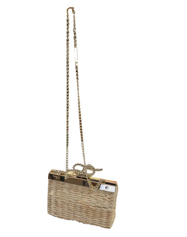 Talbots Straw Crossbody Bow Purse