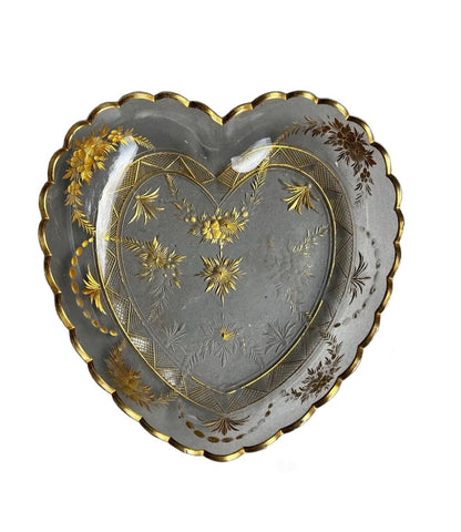 1970s 24kt Gold Heart Shaped Glass Platter
