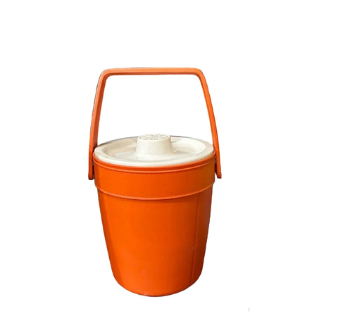 Vintage Orange Plastic Ice Bucket/Champagne Bucket With White Lid
