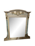 Large Vintage Table Mirror With Blue and Gold Accents