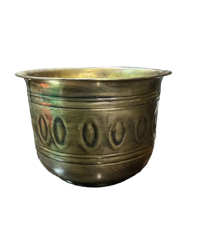 Small Brass Bowl With Oval Etched Accents