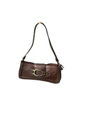 Small Brown Leather Buckle Hand Bag