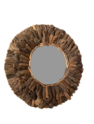 Driftwood Flower Wall Mirror