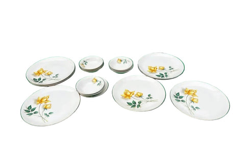 Yellow Flower Cottage Core Plate Set - Set of 17