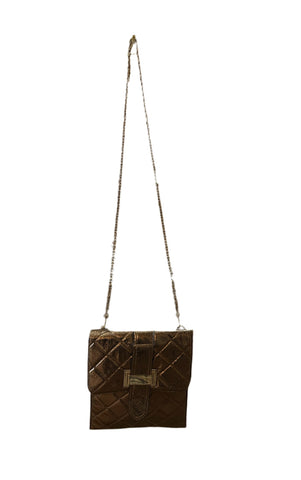 Gold Flat Mellow World Crossbody Purse With Buckle