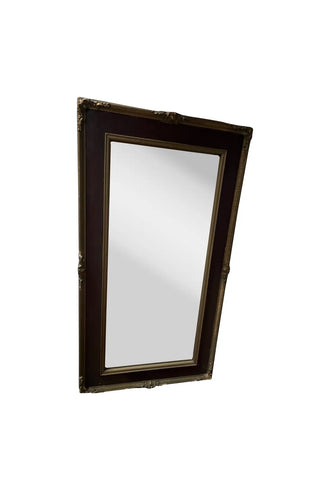 Large Mid Century Modern Wall Mirror With Gold Accents