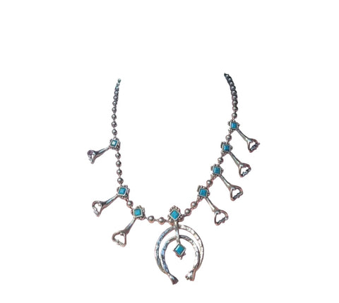 Vintage Squash Blossom Necklace With Hand Details