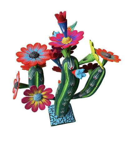 Vintage Wooden Mexican Alebrije Cactus Sculpture