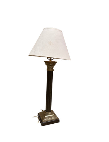 Simple Tall Vintage Table Lamp with Gold Accents and Shade