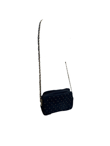 Crossbody Black Bag With Gold Metal Chain Strap