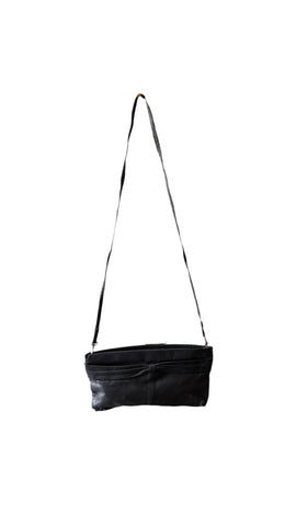 Small Charcoal Gray Leather Express Crossbody Bag