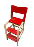 Red Wooden Vintage Step Stool Convertible Chair