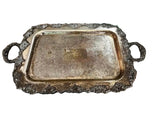 Large Detailed Vintage Silver Tray With Handles