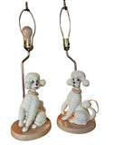 1960s Mid-Century Modern Pink Ceramic Poodle Table Lamps - Pair