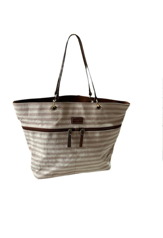 Tan Stripped Tommy Hilfiger Tote Bag