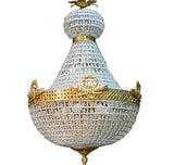 Extra Wide Gold and Crystal Hollywood Regency Chandelier