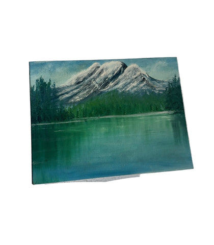 Mountain and Lakeside Landscape Painting on Canvas