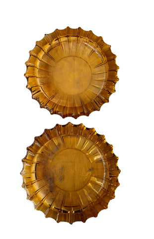Pair of Amber Colored Ashtrays