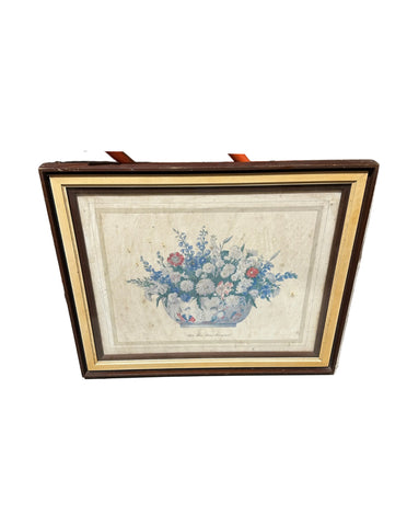 Wooden Vintage Framed Print of Flowers