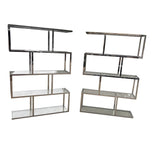 Pair of Milo Baughman Etagere chrome shelves. Reserved