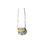 Black Leather Cross Body Purse With Brass and Stone Details