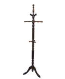 1970s Tall Vintage Hand Carved Wooden Coat Rack