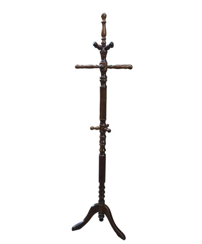 1970s Tall Vintage Hand Carved Wooden Coat Rack