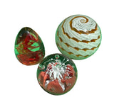 Collection of Orange and Red Glass Paperweights- Set of 3