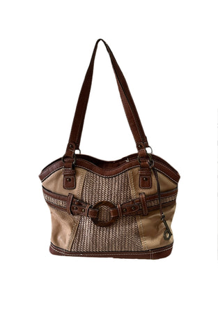 Brown Boho b.o.c. Tote Bag With Leather Straps and Silver Accents