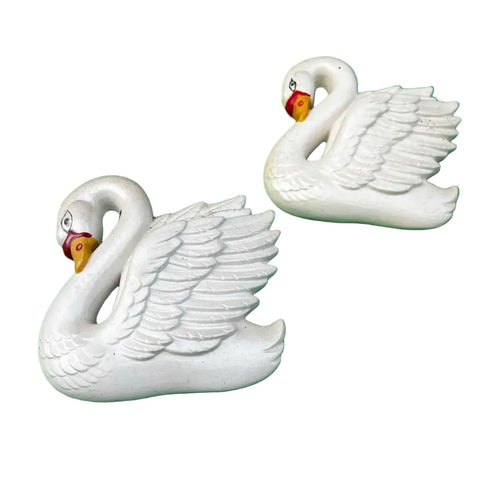 Pair of Small Vintage Ceramic Swan Figurine Wall Hangings