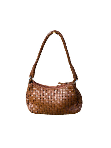 Brown Woven Leather Nine West Hand Bag