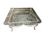 French Metal Scrolling White Coffee Table With Glass Top
