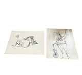 Pair of Brazilian Style Prints of Abstract Figure, Signed