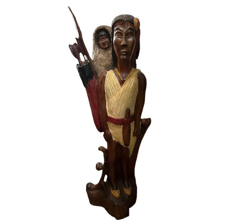 1970s Wooden Native American Vintage Cigar Sculpture