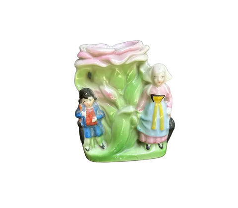 Small Ceramic Floral Catchall With Little English Figures