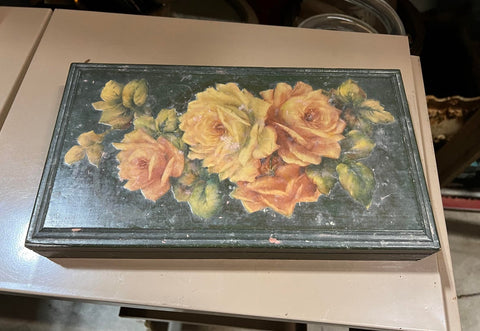 Vintage Roses Wooden Box