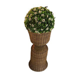 Boho Wicker Stand With Faux Greenery and Flowers