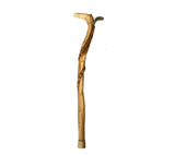 Wooden Carved Vintage Cane With Brass Snake and Braided Accents