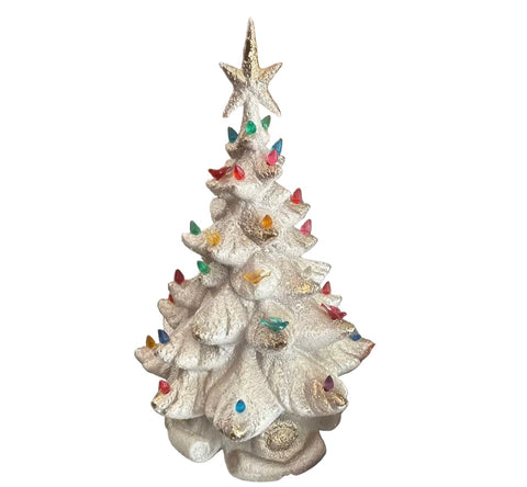 1970s White Light-Up Christmas Tree With Wind-Up Music Box (Rudolph the Red Nosed Reindeer)