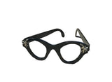 Black Wooden Oversized Glasses Sculpture With Silver Accents