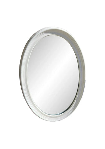 White Wooden Oval Round Mirror