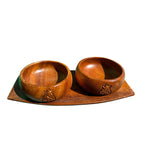 Pair of Hand Carved Bowls and Tray With Pineapple Accents- Set of 3